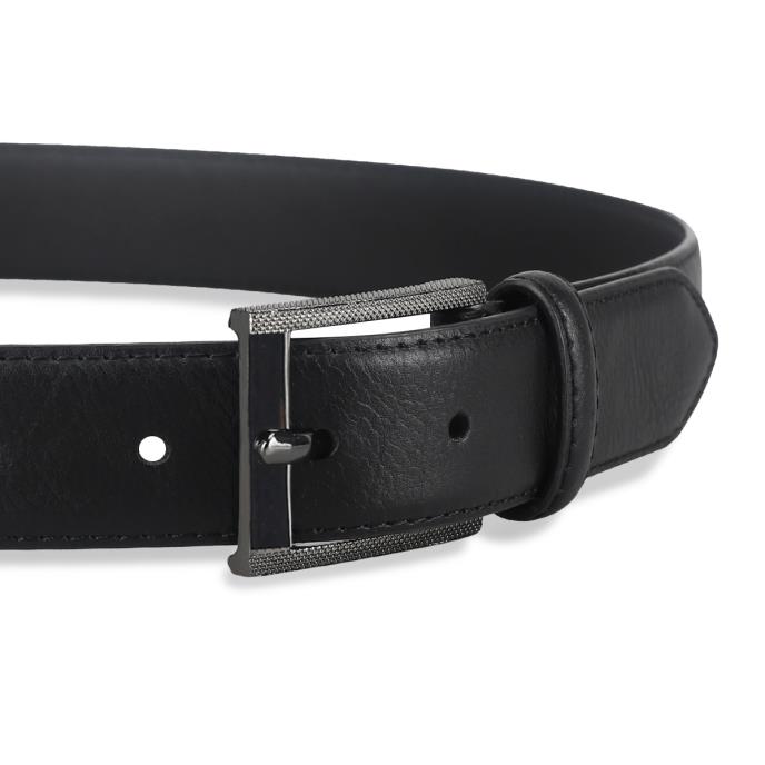 totes® Mens Belt With Textured Buckle Black Extra Image 3
